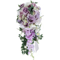 Purple Cascading Rose Bridal Bouquet Purple & Ivory for wedding ceremony by IPOPU