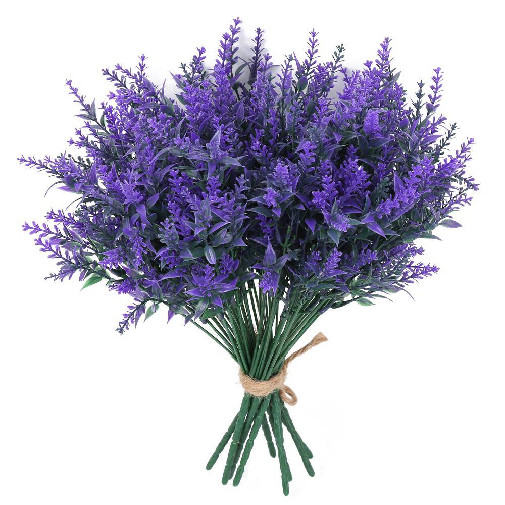 Purple UV resistant artificial lavender fake flowers for hanging pot patio garden home decor