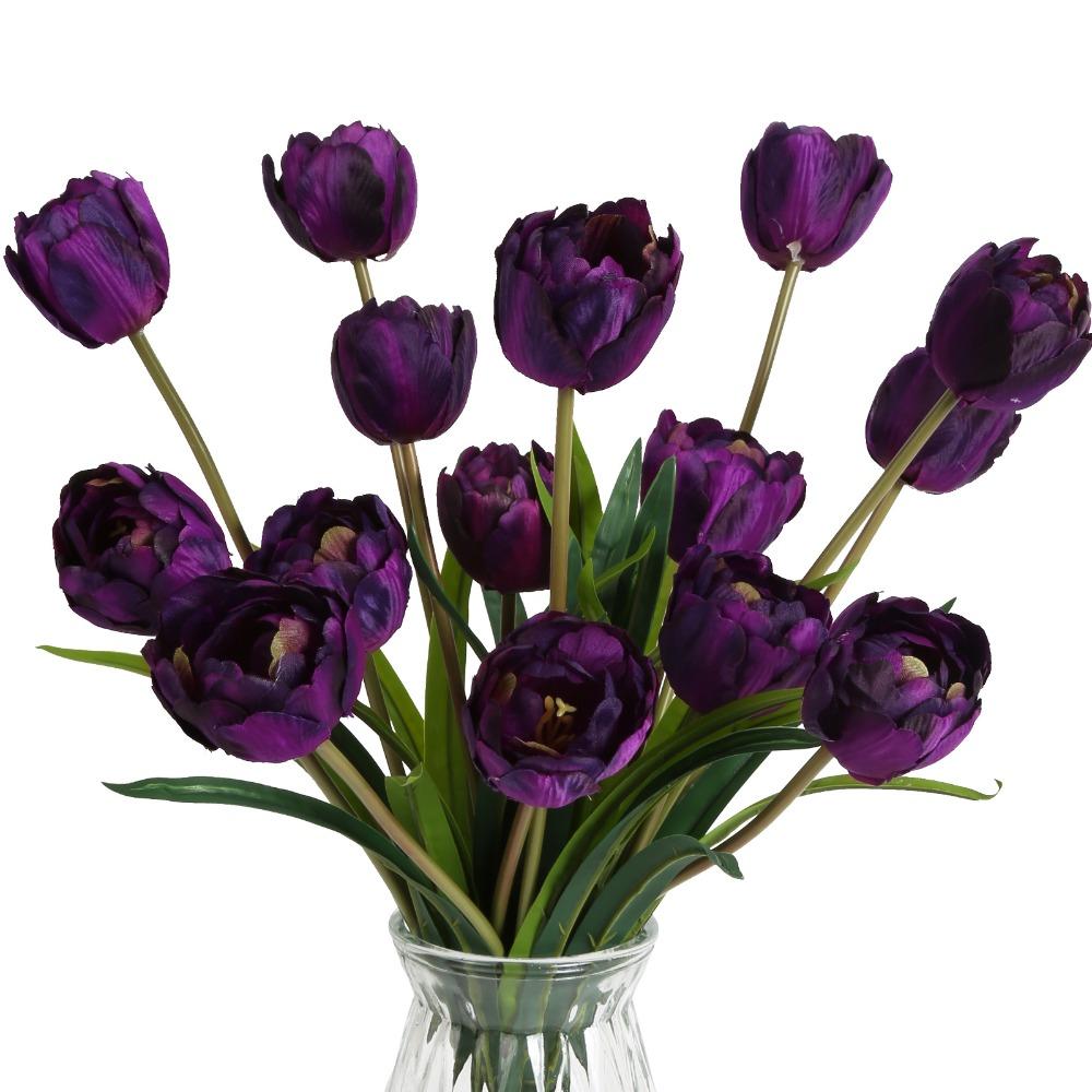 Purple artificial decoration flowers 5pcs for home wedding party centerpiece home decor