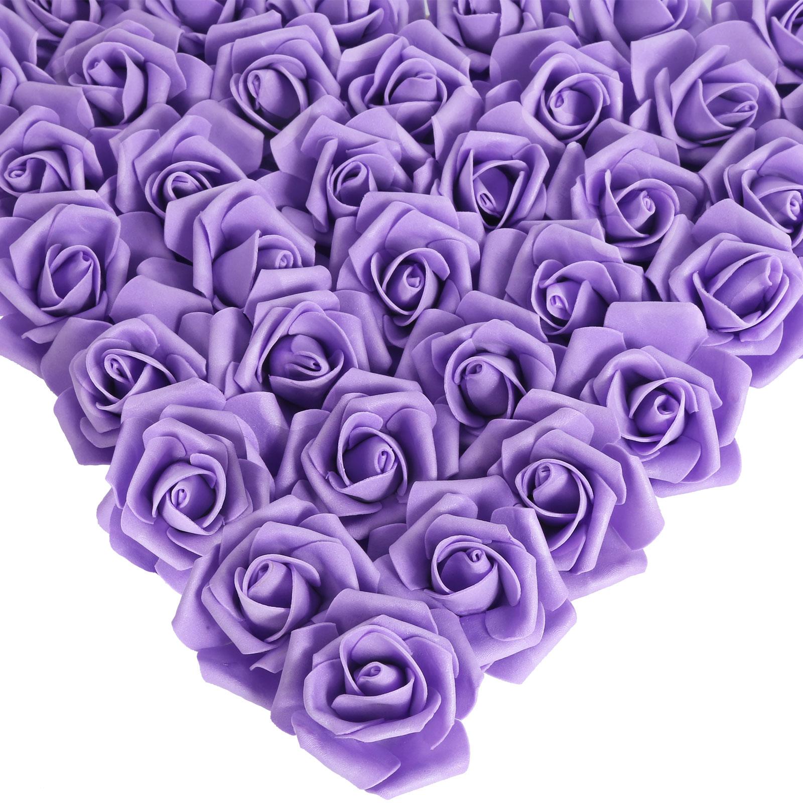 Purple artificial stemless foam rose heads 200pcs for wedding DIY party home decor