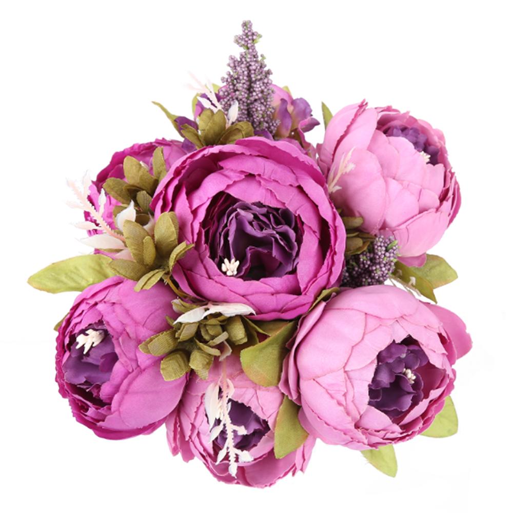 Purple artificial peonies and hydrangeas vintage bouquet for wedding bridal home decor