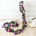 Purple artificial rose vine hanging garland for wedding party home wall arch decor