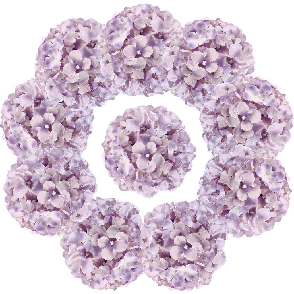 Purple artificial hydrangea flower heads 10pcs for wedding centerpiece party DIY decor