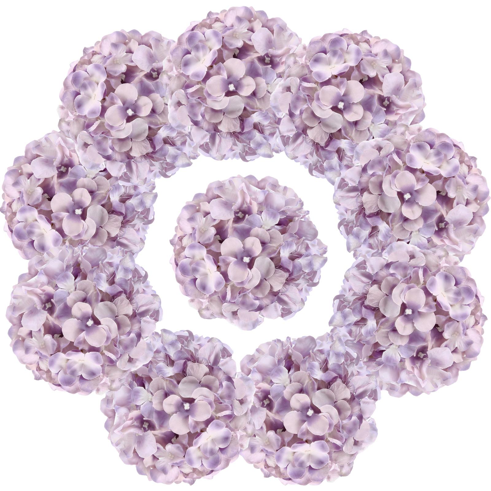 Purple artificial hydrangea flower heads 10pcs for wedding centerpiece party DIY decor