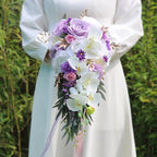 Purple artificial bridal wedding bouquet vintage floral for bride bridesmaid ceremony