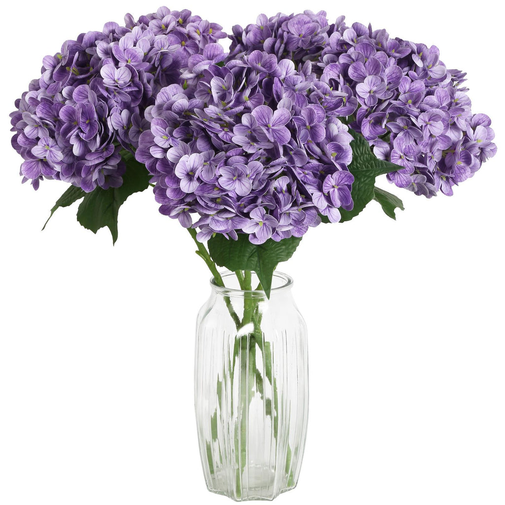 Purple real touch latex hydrangea 4pcs 21 inch for wedding centerpiece home baby shower decor