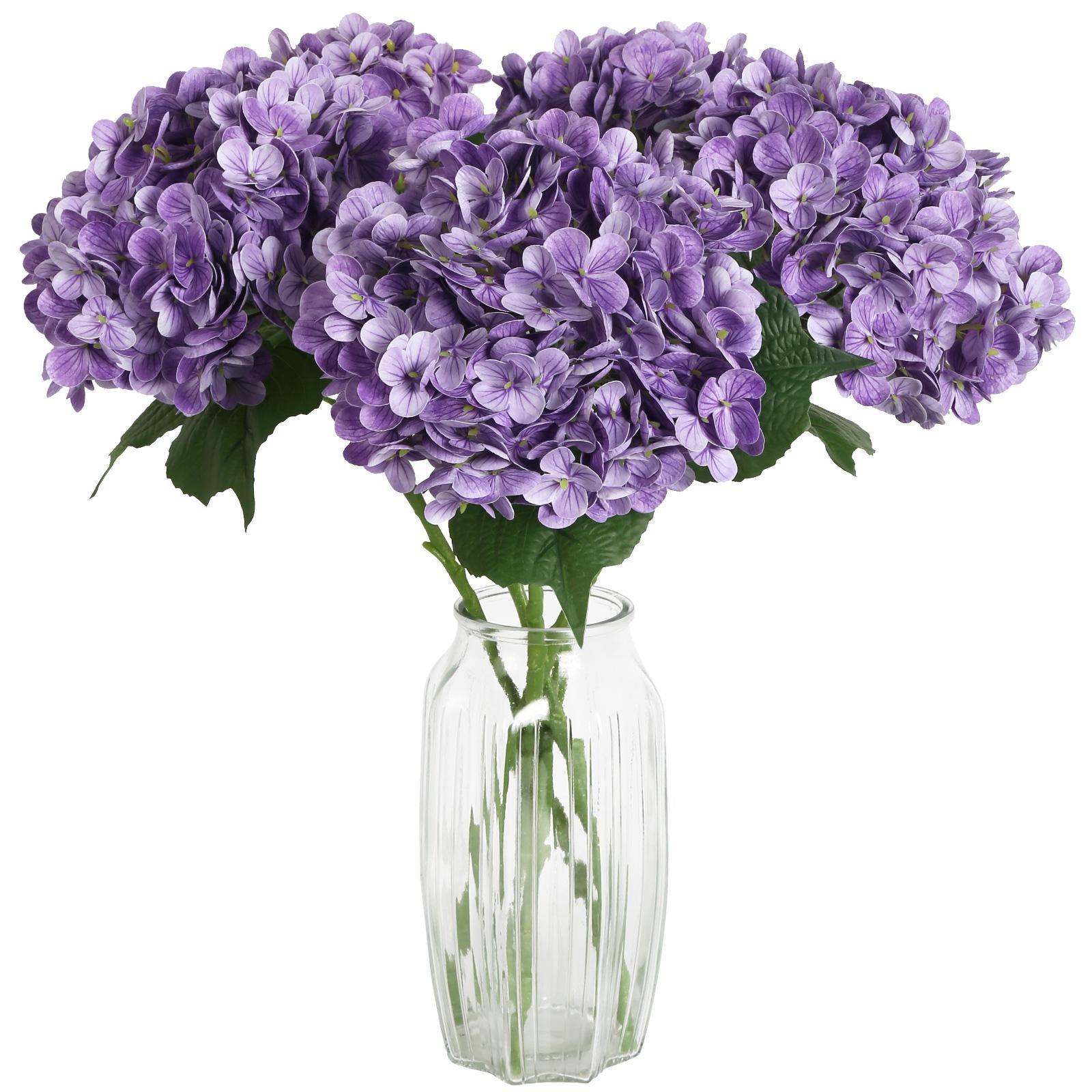 Purple real touch latex hydrangea 4pcs 21 inch for wedding centerpiece home baby shower decor