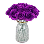 Purple glitter rose bouquet 30pcs with stems for wedding Valentine's Day party home decor