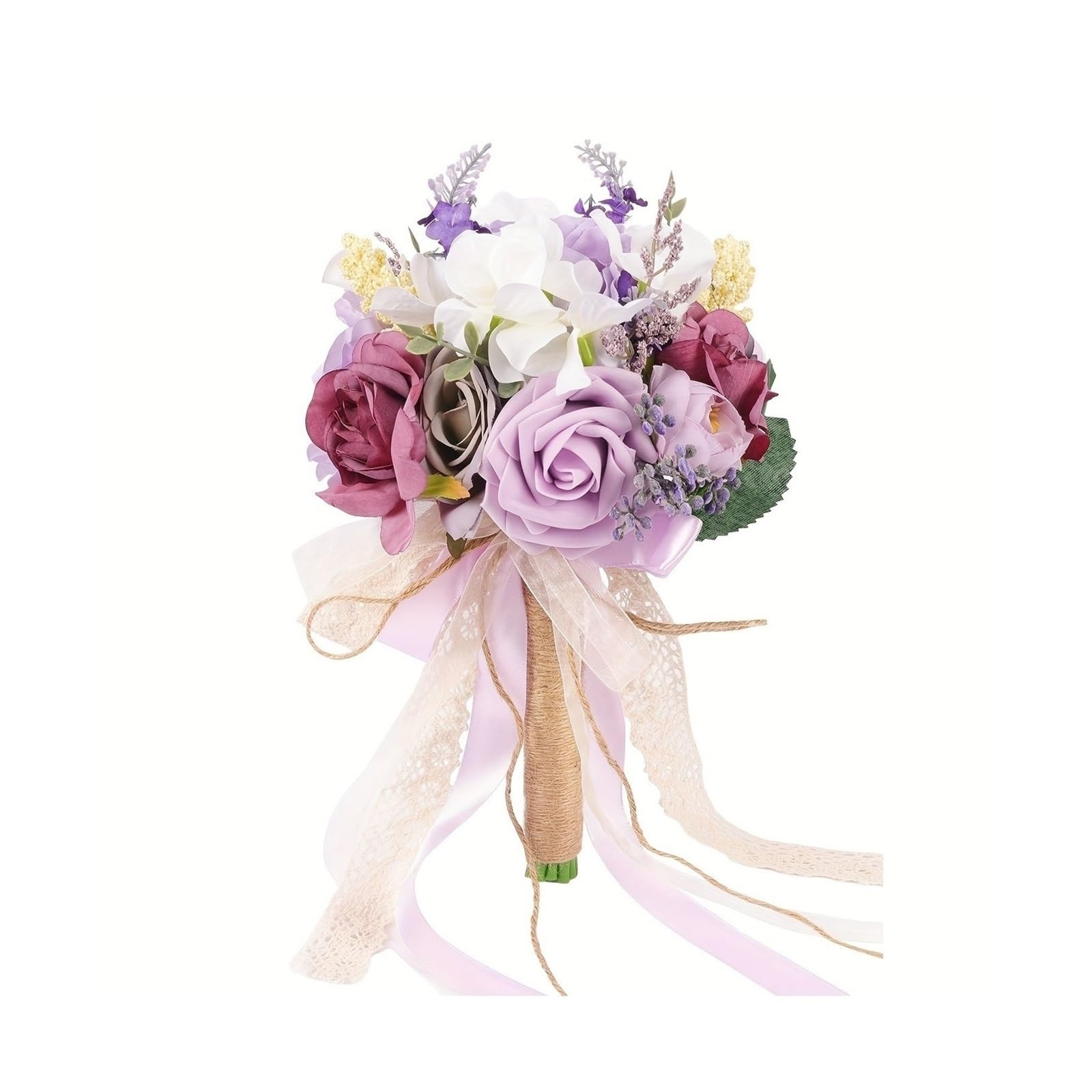 Purple bridal bridesmaid hand bouquet simulation flowers for wedding church ceremony decoration
