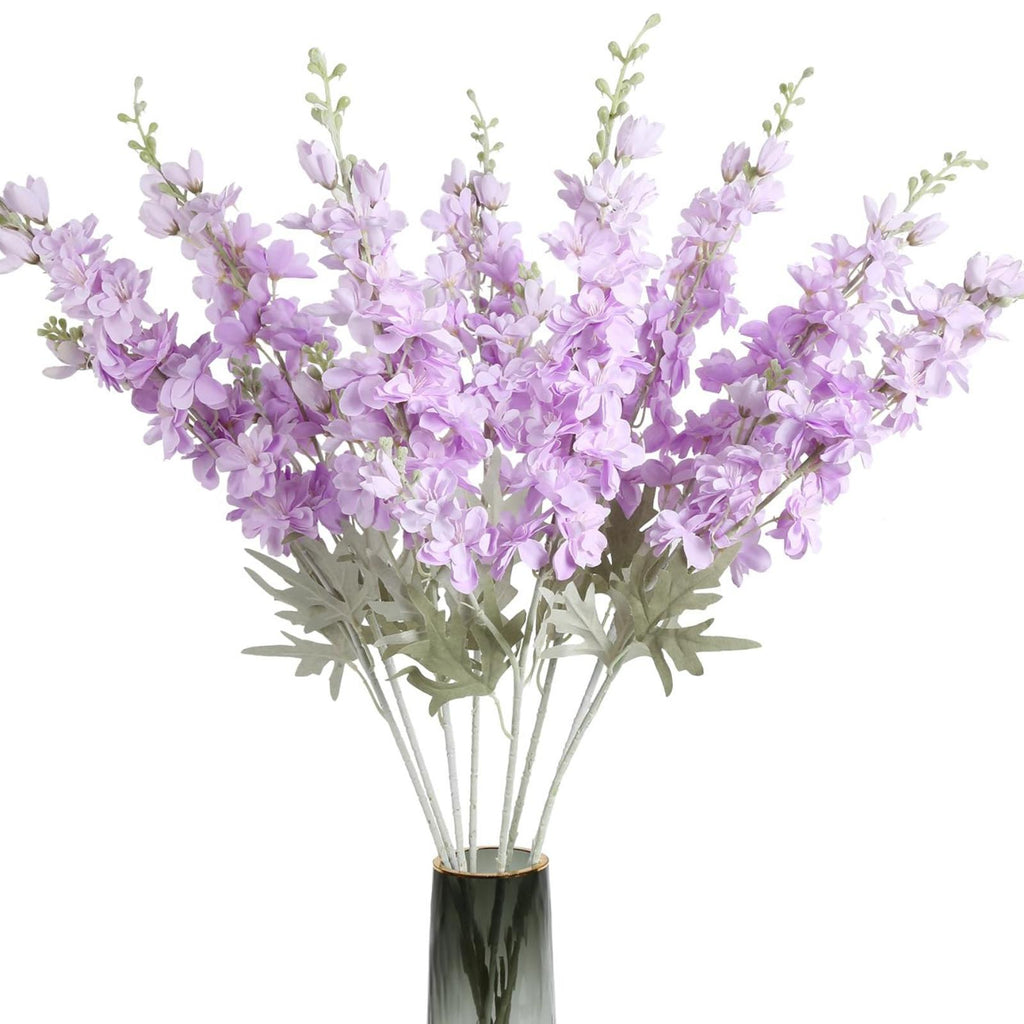 Purple artificial delphinium larkspur 8pcs 33.5in long stem for tall vase wedding decor