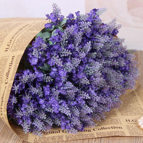 Purple artificial lavender bouquet 6 bundles for home wedding office garden patio decor