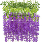 Purple artificial wisteria vine garland 12pcs 3.6ft for wedding arch garden home decor