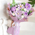 Wrapped Crochet Flowers Bouquet with Crochet Flowers, Crochet Sunflower, Lily Bouquet for Home Decor, Graduation Gifts, Gift for Women