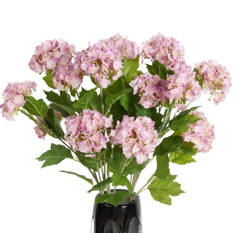 Purple faux hydrangea blooms 5pcs artificial flowers for home office wedding party decor