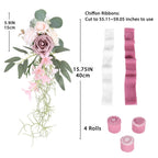 Purple artificial flower chair decoration with chiffon ribbon for wedding ceremony party