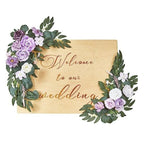 Purple Flowers for Wedding Welcome Sign & Arch for ceremony backdrop by IPOPU