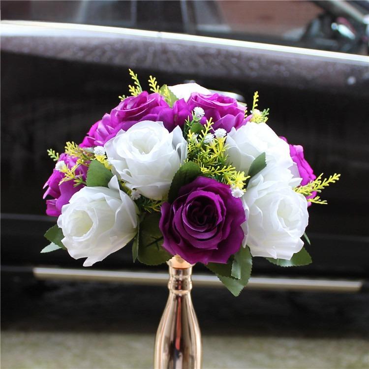 Purple artificial flower ball centerpiece 2pcs for wedding table party backdrop home decor