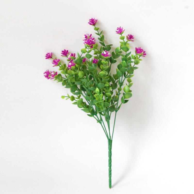 Purple pink artificial eucalyptus lotus fake flowers 4pcs for wedding flower wall decor