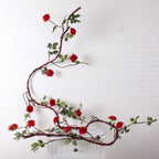 Red artificial flower romantic vine garland for wedding arch backdrop wall hanging and home decor

