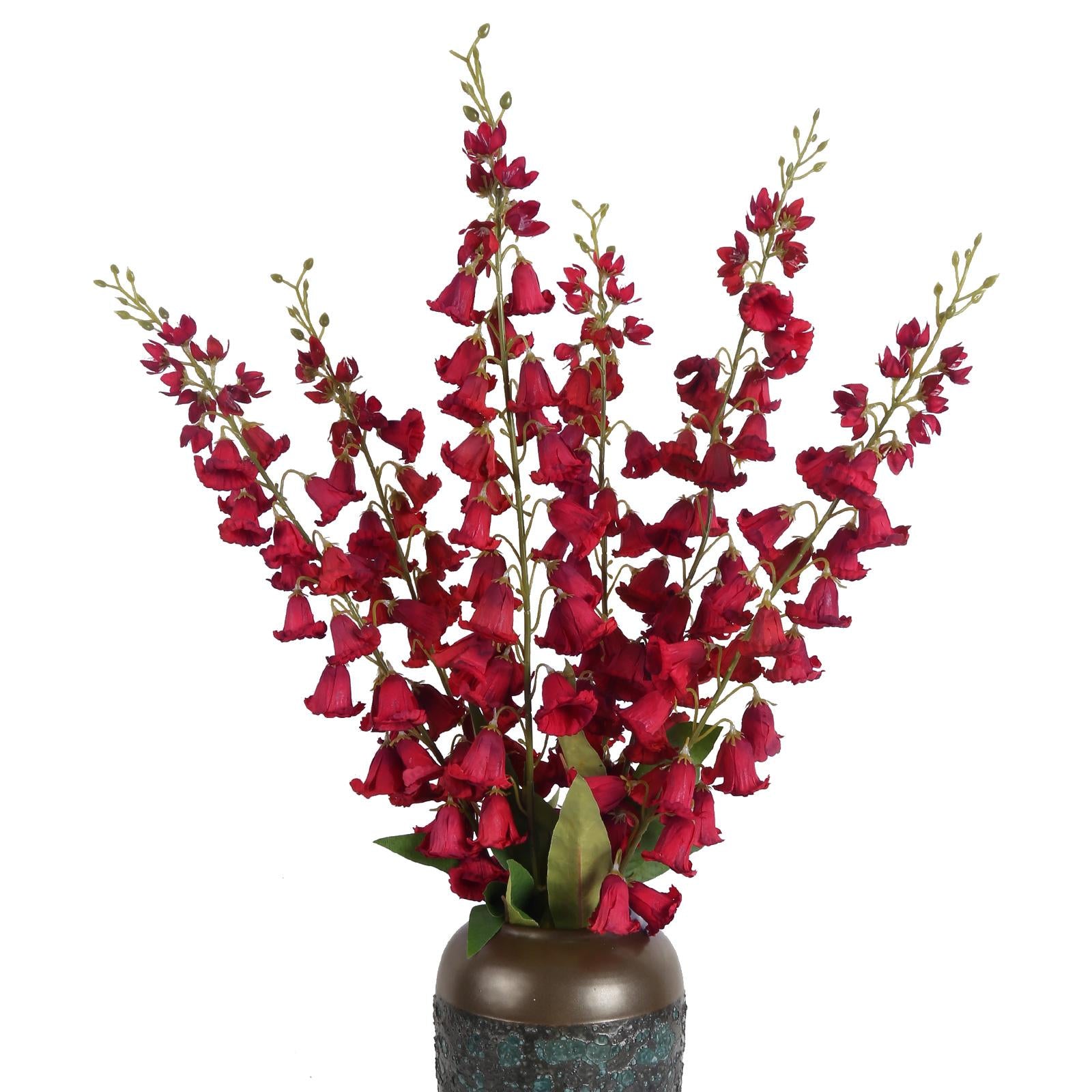Red artificial lily of the valley 6pcs 37in bouquet for wedding bridal party home decor