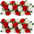 Red artificial long rose flower centerpiece 2pcs for wedding reception party dining table decor