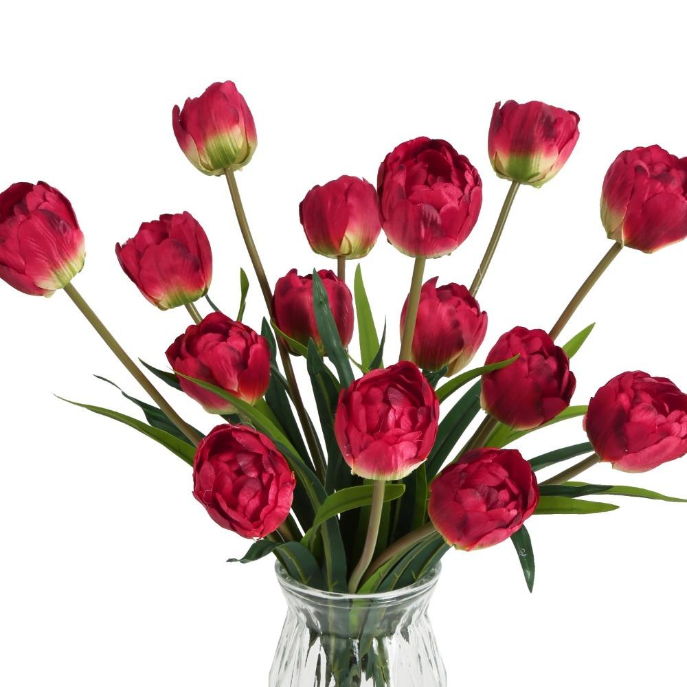 Red artificial decoration flowers 5pcs for home wedding party centerpiece Independence Day decor