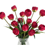 Red artificial decoration flowers 5pcs for home wedding party centerpiece Independence Day decor