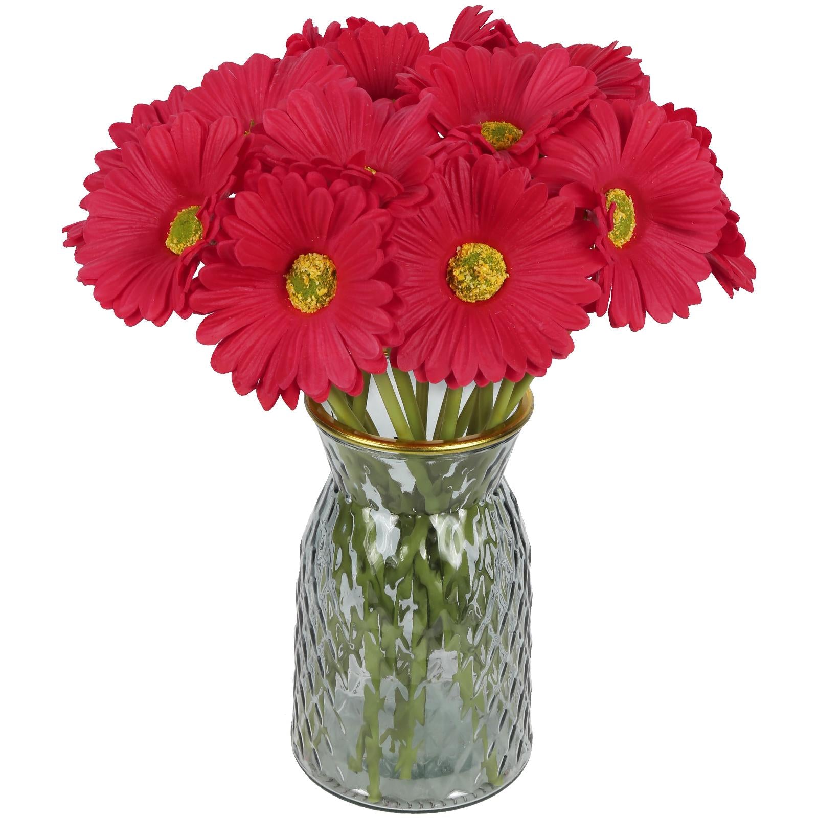 Red gerbera daisy artificial flowers 20pcs with stems for party and wedding decor
