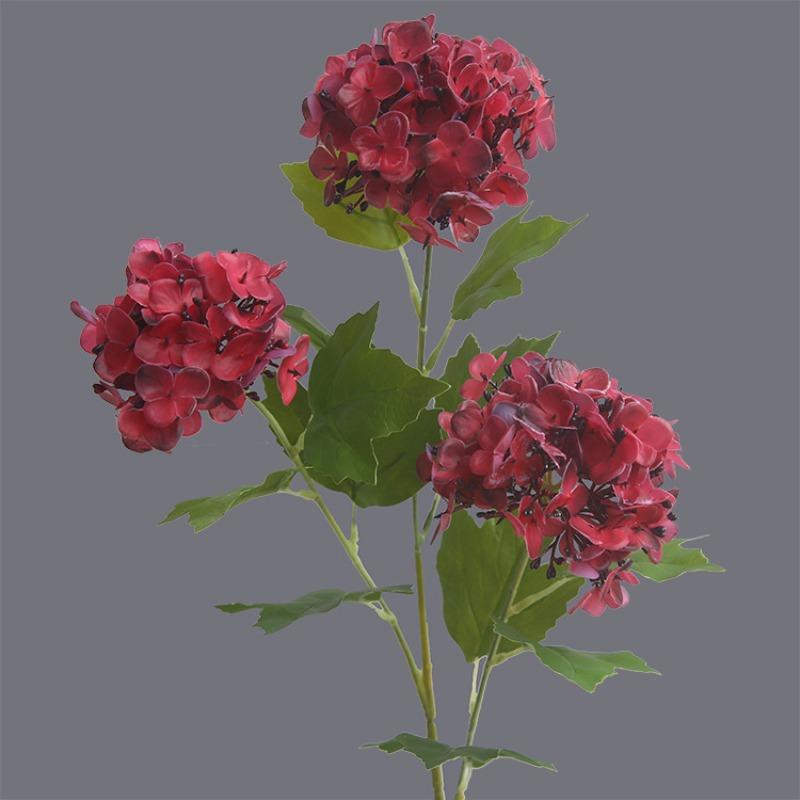 Red faux hydrangea blooms 5pcs artificial flowers for home office wedding party decor