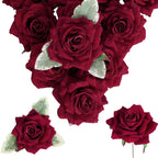 Red artificial velvet roses 16pcs 4.3 inch for wedding bouquet centerpiece home decor