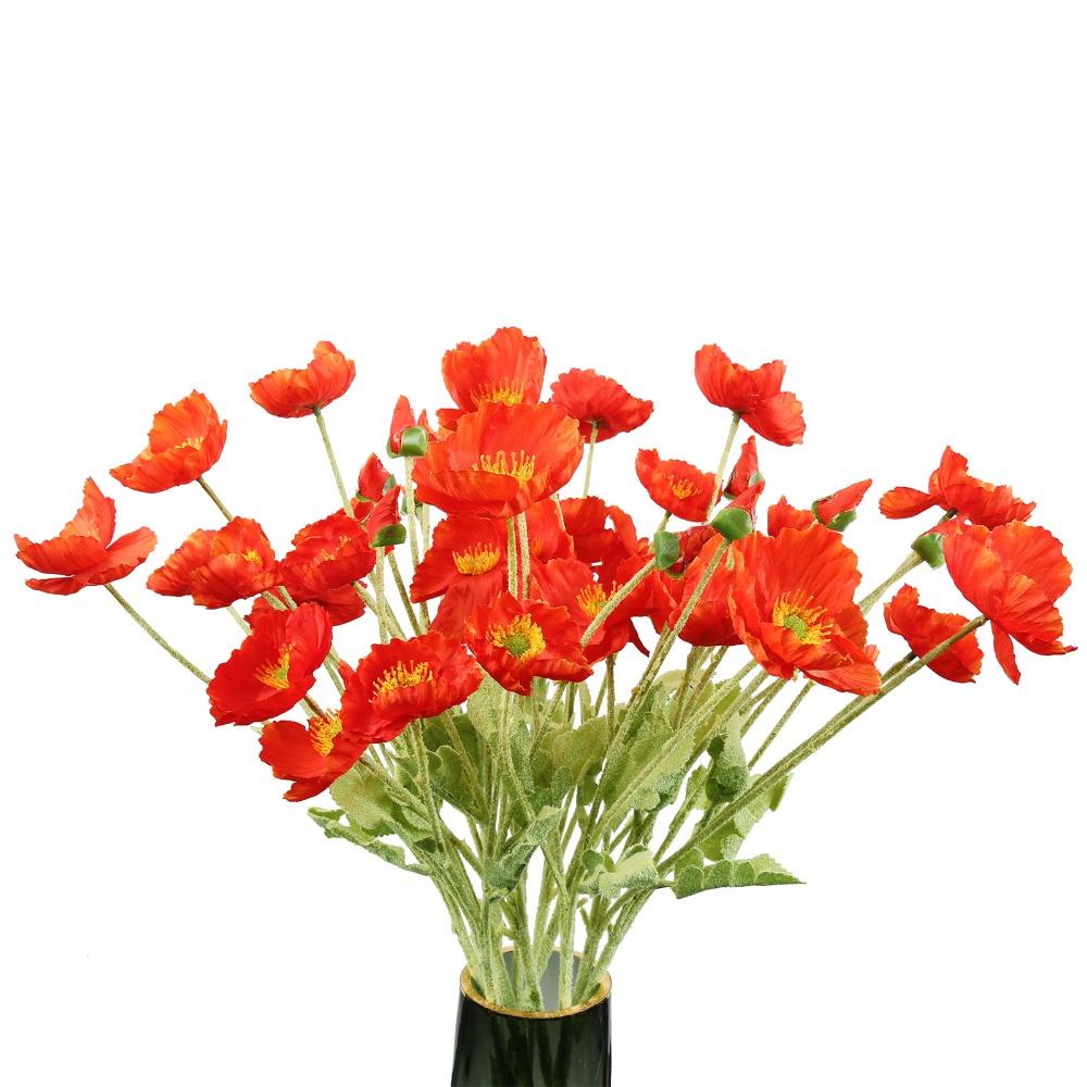 Red handmade artificial faux blooms 10pcs for home wedding holiday DIY decor
