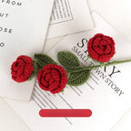 Red handmade wool rose bouquet set of 2 for Valentine's Day and anniversary gift
