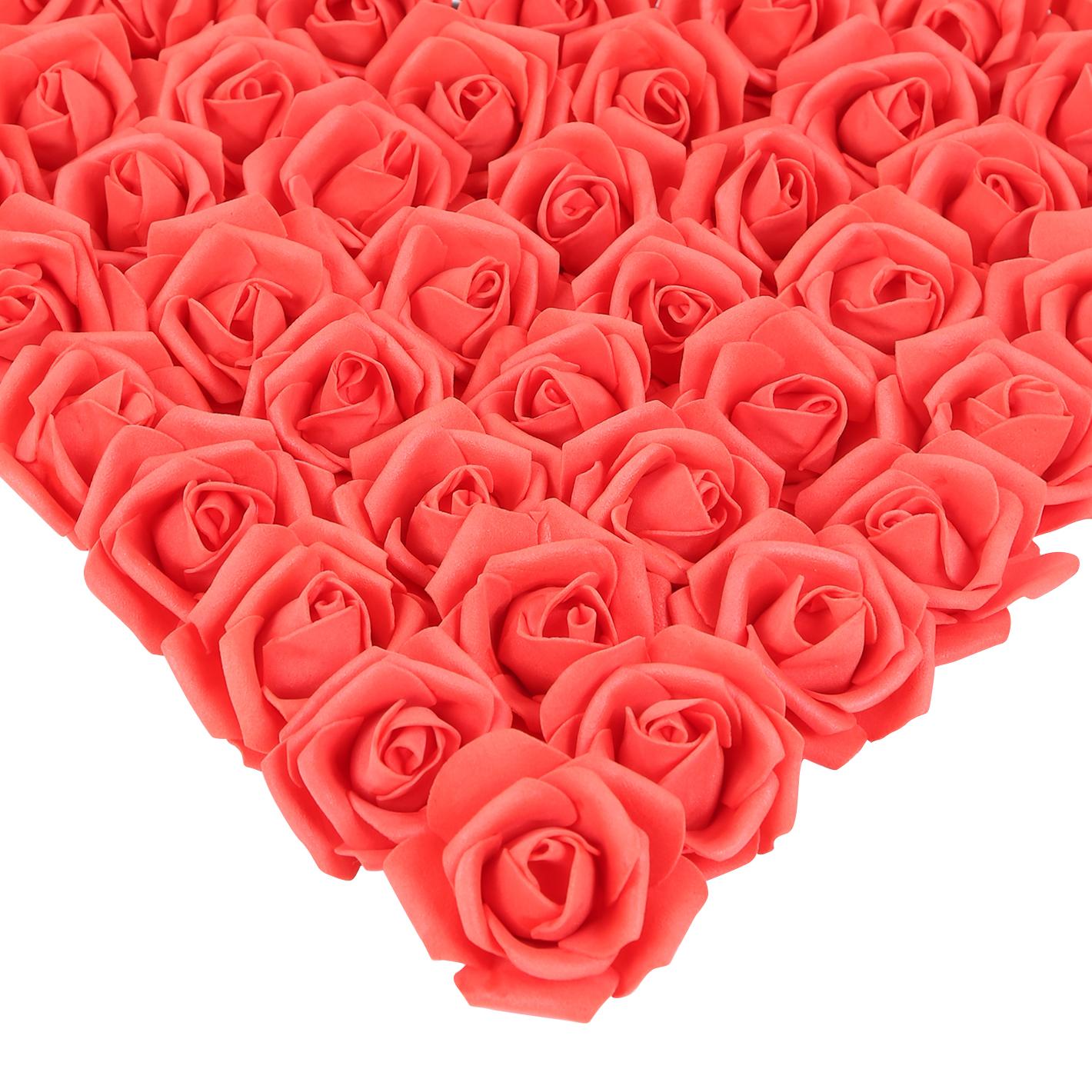 Red artificial stemless foam rose heads 200pcs for wedding Valentine's Day DIY decor