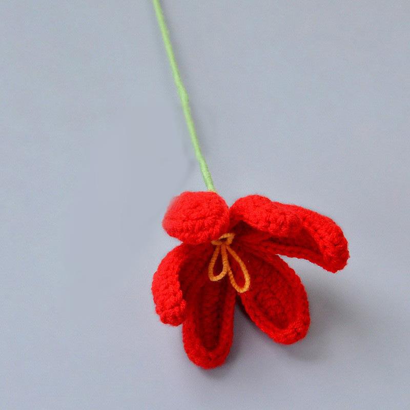 Red crochet flowers handmade bouquet decorative floral arrangement room anniversary gift