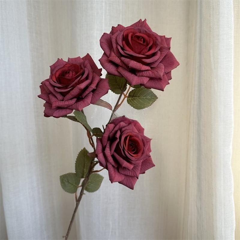 Red large artificial rose branch for wedding bouquet and romantic decor