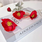Red silk artificial poppy flowers 8pcs with stem for wedding party table centerpiece home decor