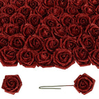 Red glitter roses bouquet 50pcs with stems for DIY wedding Valentine's Day party home decor