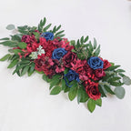 Red artificial flower table runner centerpiece wedding arch decor