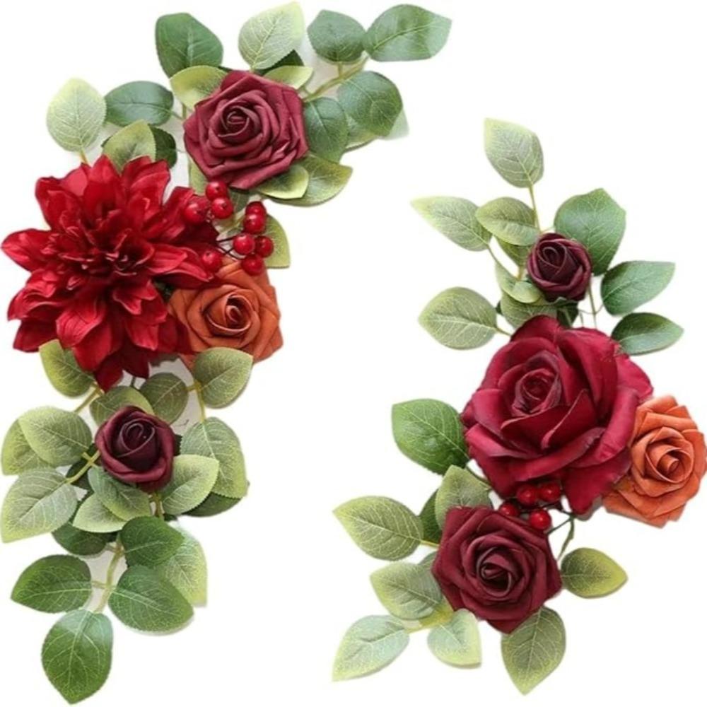 Red rustic artificial flowers for wedding arch welcome sign birthday anniversary ceremony decor