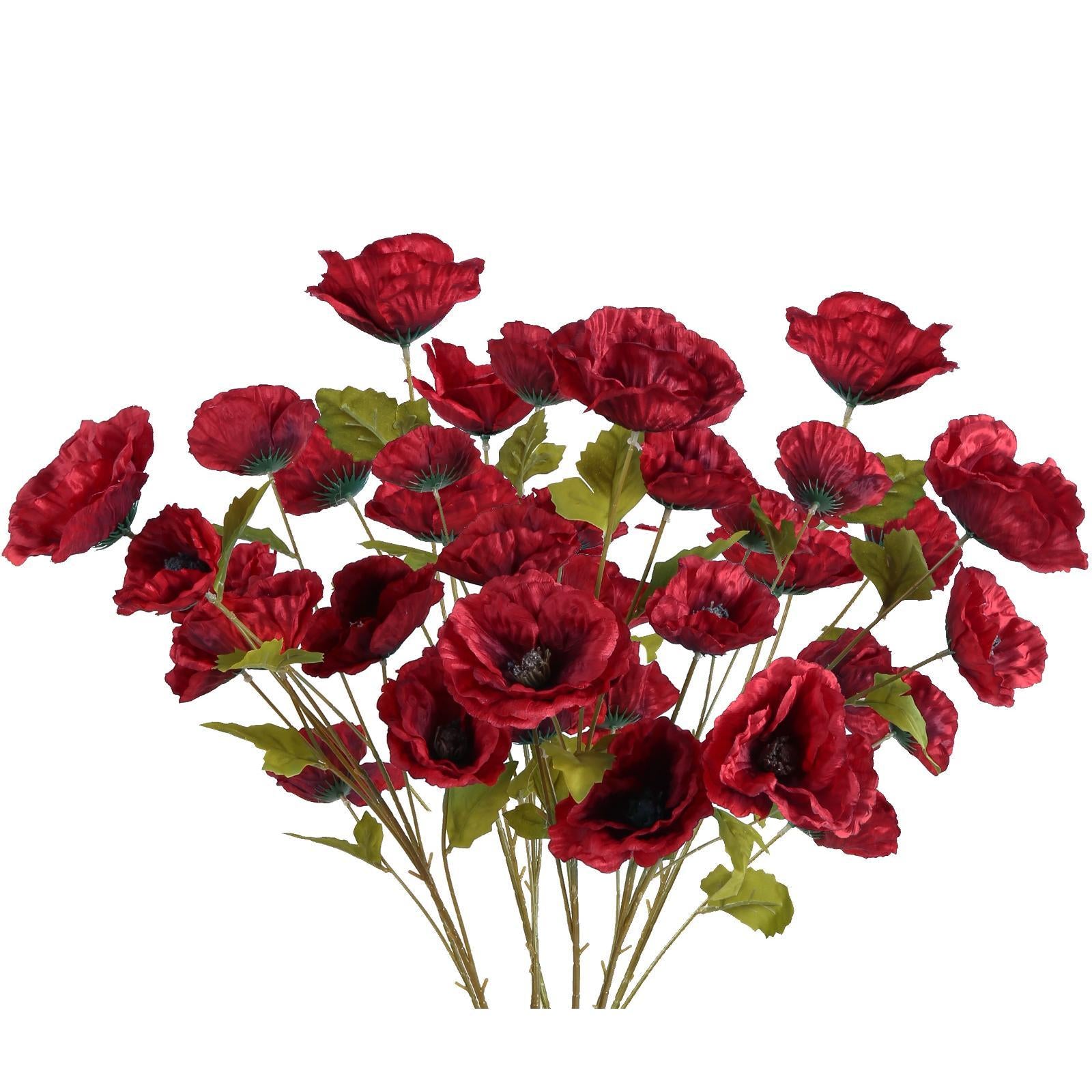 Red artificial poppy flowers 6pcs 32 inch for wedding home party table centerpiece decoration