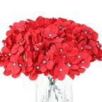 Red real touch faux hydrangea flowers 10pcs with stems for wedding home party decor