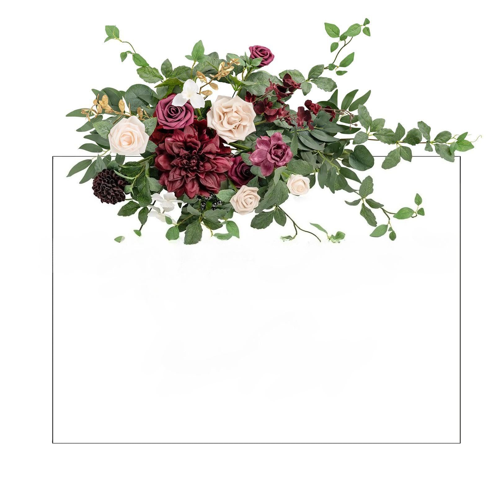 Red artificial flower backdrop garland ceremony reception wall head table home decor