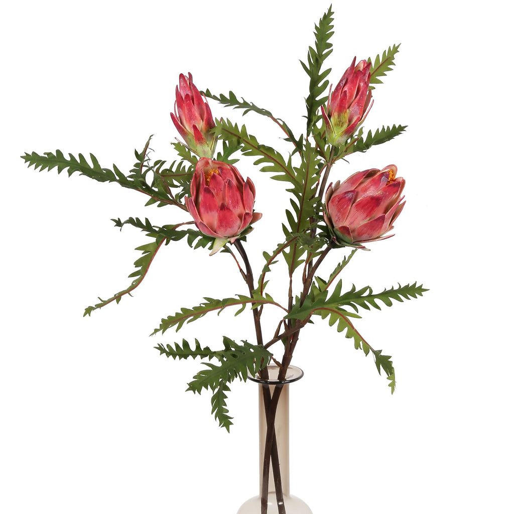 Red artificial King Protea flowers 2pcs 31 inch stem for wedding centerpiece home garden decor