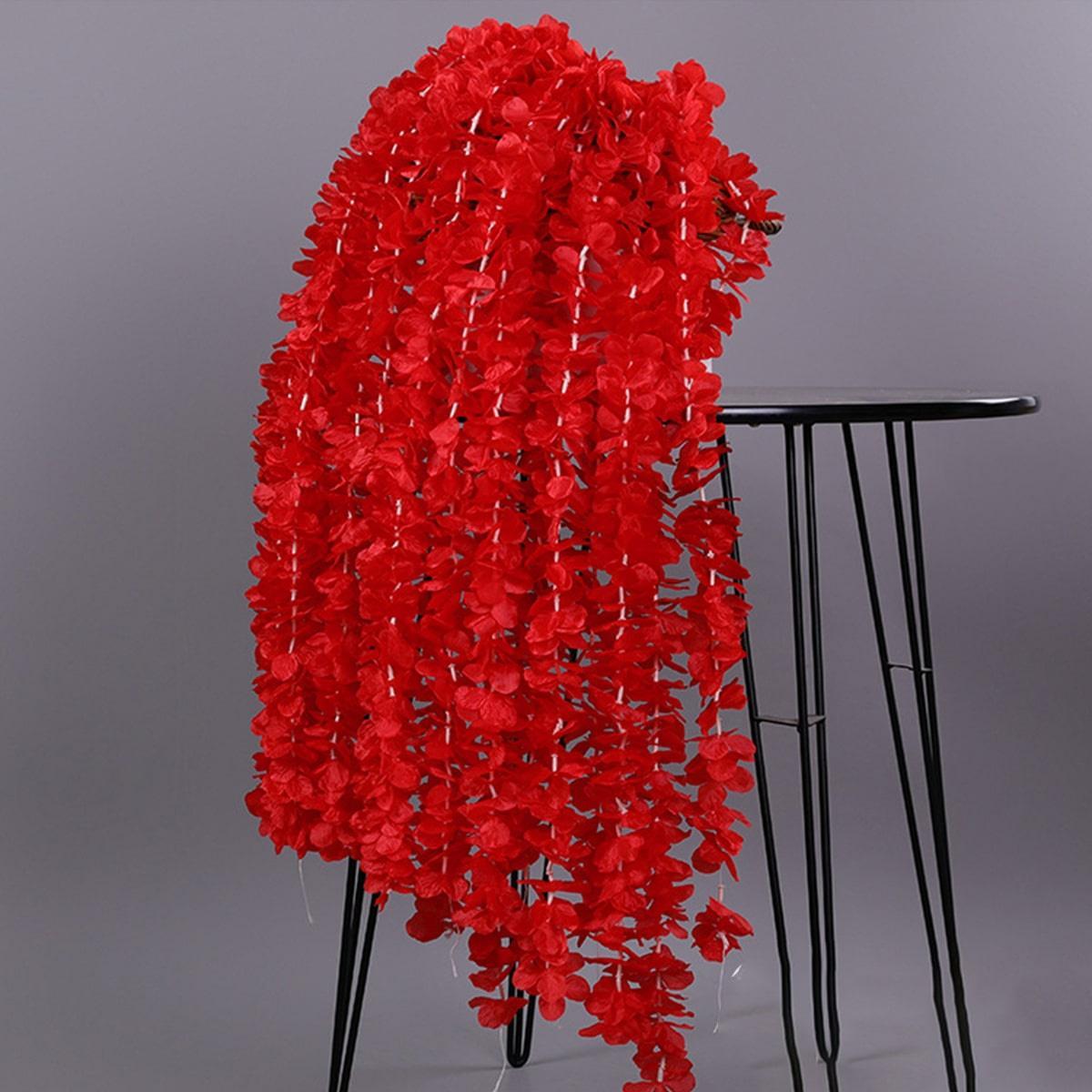 Red artificial orchid hanging hydrangea vine set of 10 for wedding party home decor