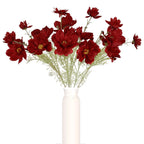 Red artificial cosmos daisy flowers 6pcs 30 inch long stem for wedding tall vase party table decor