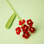Red handmade wool crochet hydrangea forget-me-not flower gift vase decor