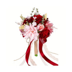 Red bridal bridesmaid hand bouquet simulation flowers for wedding church ceremony decoration