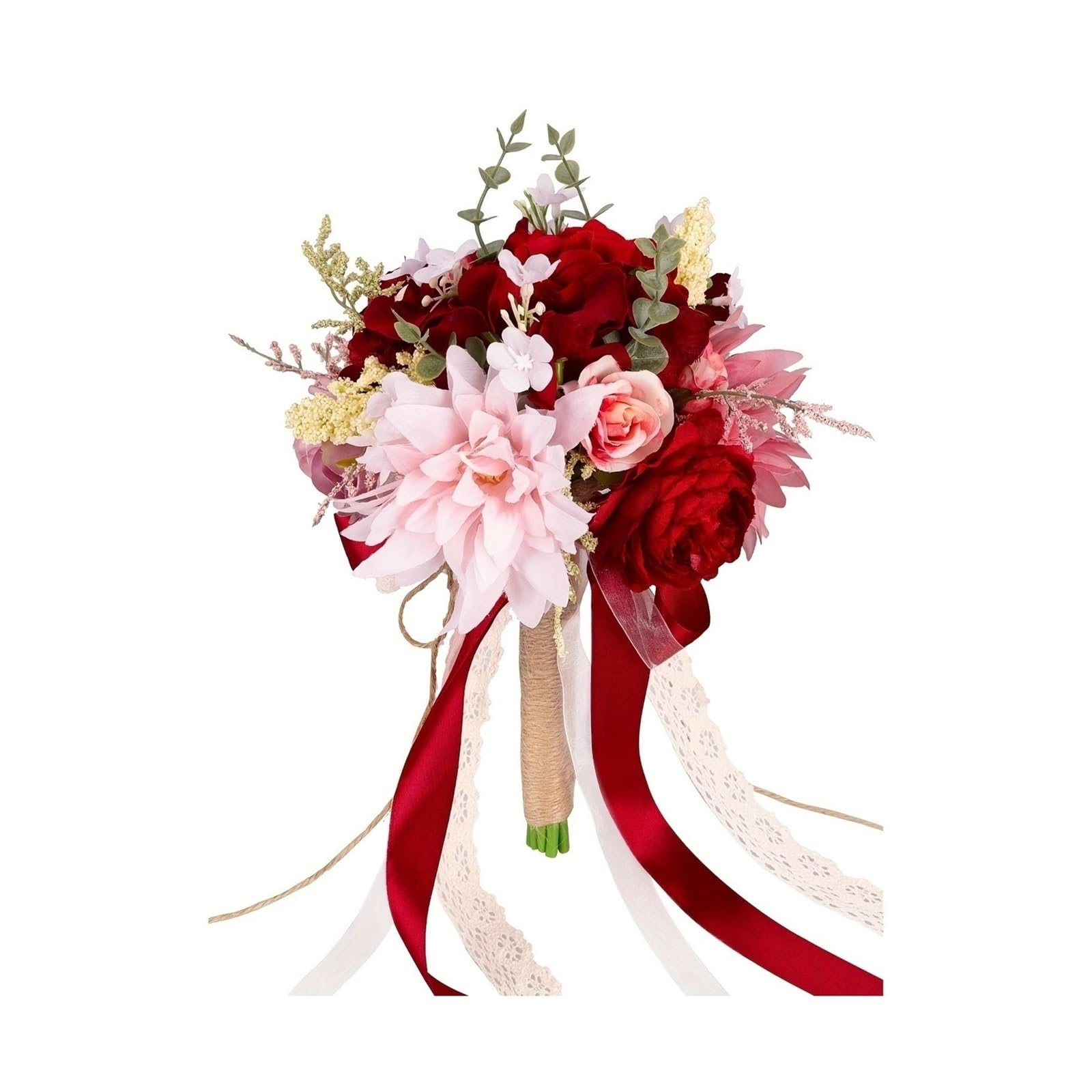 Red bridal bridesmaid hand bouquet simulation flowers for wedding church ceremony decoration