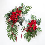 Red faux flower swag set of 2 wedding arch floral decor ceremony reception