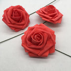 Red PE foam artificial roses 50pcs 8cm for DIY bridal bouquet wedding party floral arrangement